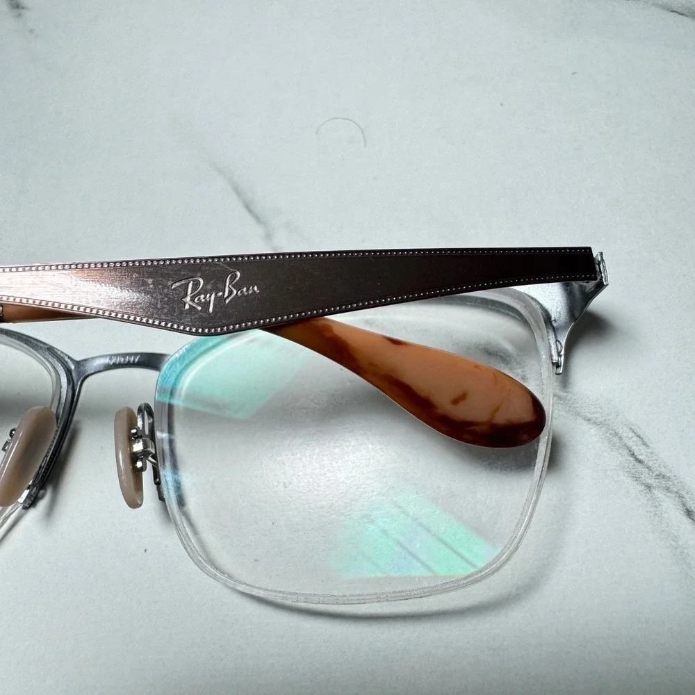 Ray-Ban RB 6345 2732 Brown Silver Semi Rimless Cat Eye Eyeglasses 54-17-135